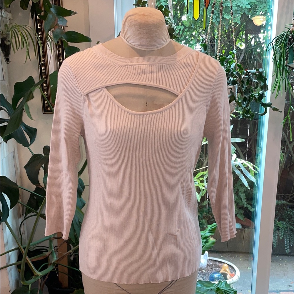 Carven Beige Ribbed Knit Top